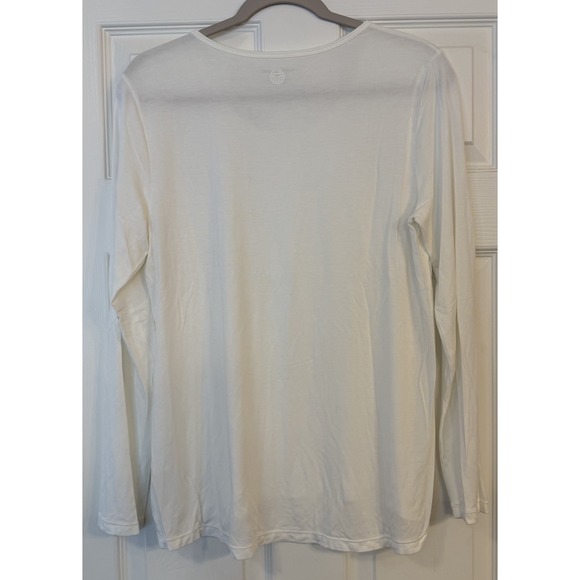 Tory Burch Sport T-Shirt Womens LG White Hi/Lo Modal Long Sleeve Stretch Layer - Picture 2 of 10